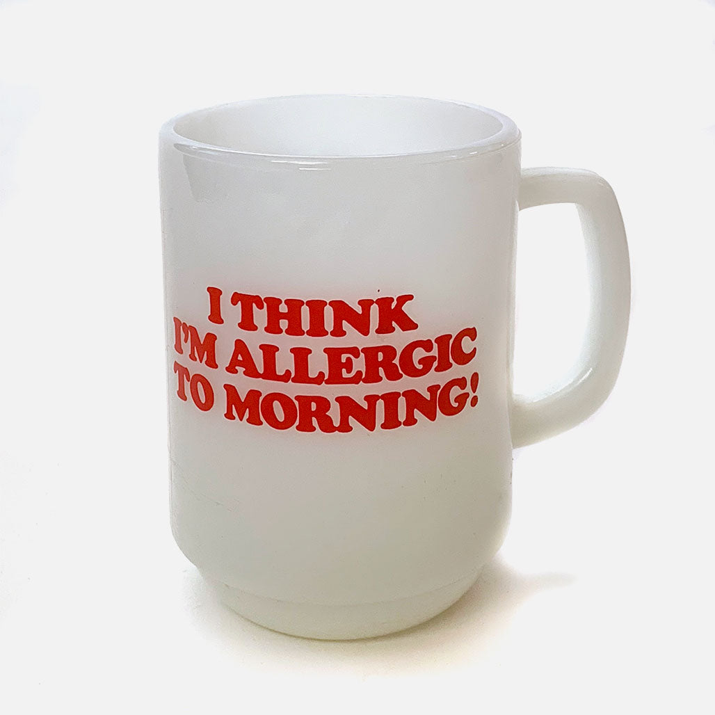 Vintage Anchor Hocking Fire-King Snoopy Mug / I Think I'm Allergic To  Morning