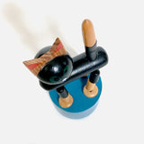 Vintage Wooden Cat Push Puppet