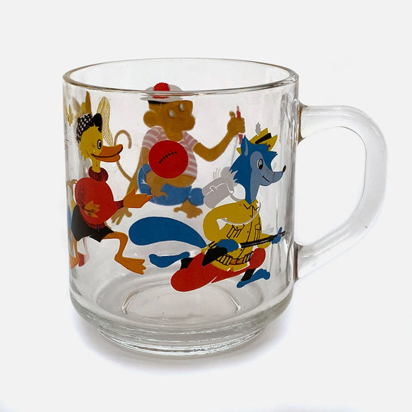 Vintage Arcoroc France Animals Glass Mug