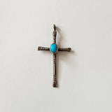 Vintage Sterling Cross Pendant with Turquoise