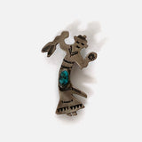 Vintage Sterling Kachina Pin with Turquoise