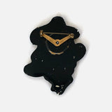 Vintage Hand Painted Polka Dot Bow Girl Brooch