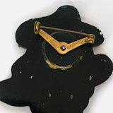 Vintage Hand Painted Polka Dot Bow Girl Brooch