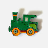 Vintage Hand Painted Engine Brooch