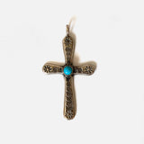 Vintage Navajo Sterling Cross Pendant with Turquoise