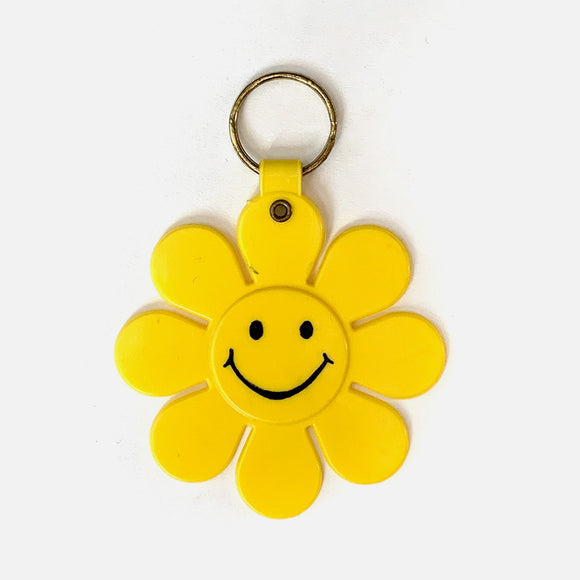 Vintage Flower Power Smiley Keychain