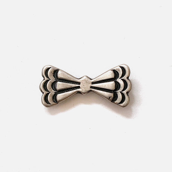 Vintage Silver Hand Stamped Bow Pin
