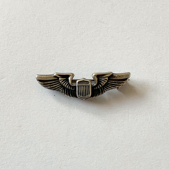 Vintage WWII X-Small Pilot Wing Pin (Coin Silver) (35mm)