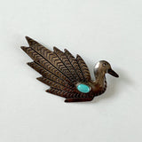 Vintage Sterling Swan Pin with Turquoise