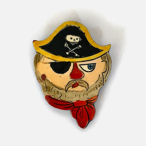 Vintage Hand Painted Pirate Brooch