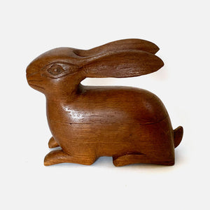 Vintage Hand Carved Wooden Rabbit Box