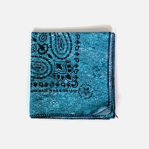 Vintage Paisley Bandana Denim Light Blue